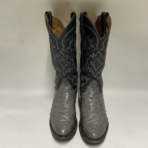 Tony Lama El Rey Gray Full Quill Ostrich Cowboy Boots main image 4